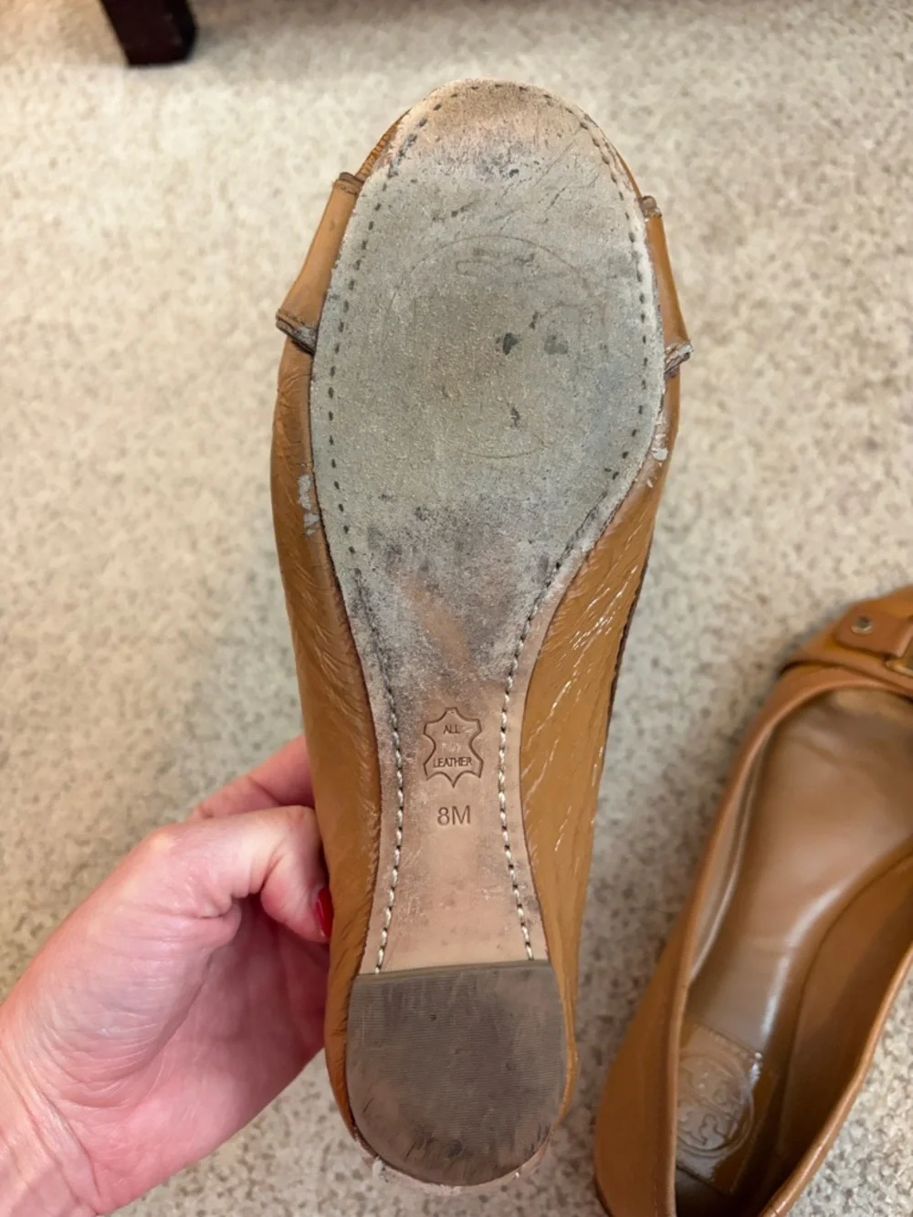 Tory Burch Royal Tan Patent Leather Ballet Flats, 8
